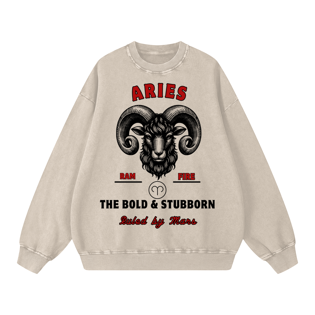 ‘Aries’ Black Print CCC Zodiac Collection Crewneck