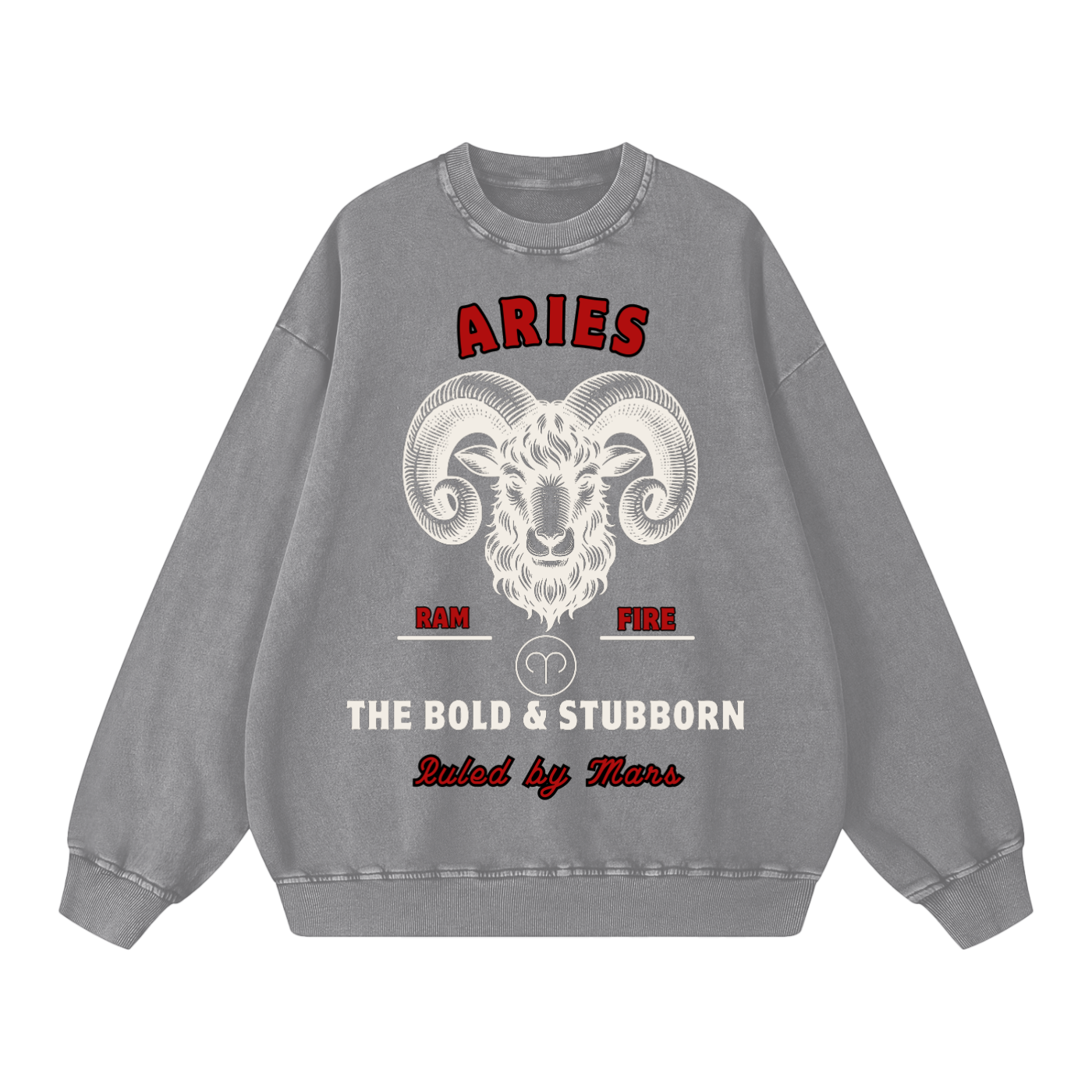 ‘Aries’ White Print CCC Zodiac Collection Crewneck