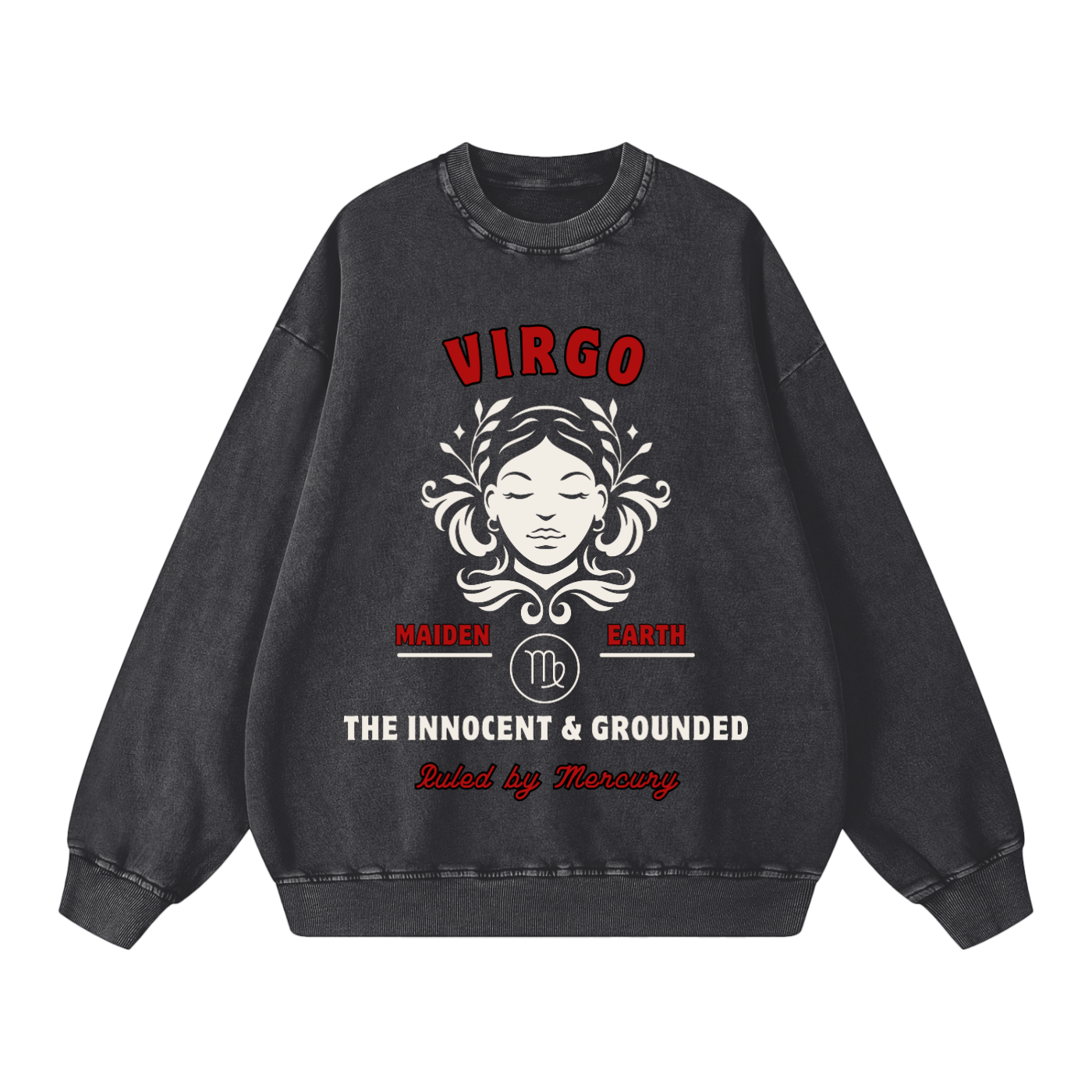 ‘Virgo’ White Print CCC Zodiac Collection Crewneck