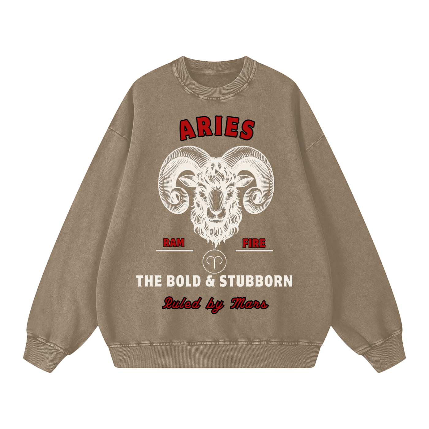 ‘Aries’ White Print CCC Zodiac Collection Crewneck