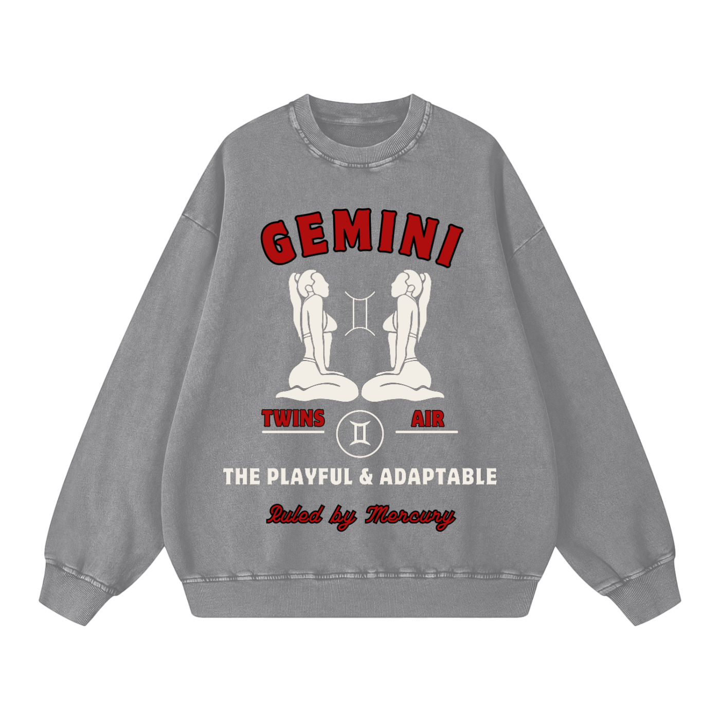 ‘Gemini’ White Print CCC Zodiac Collection Crewneck