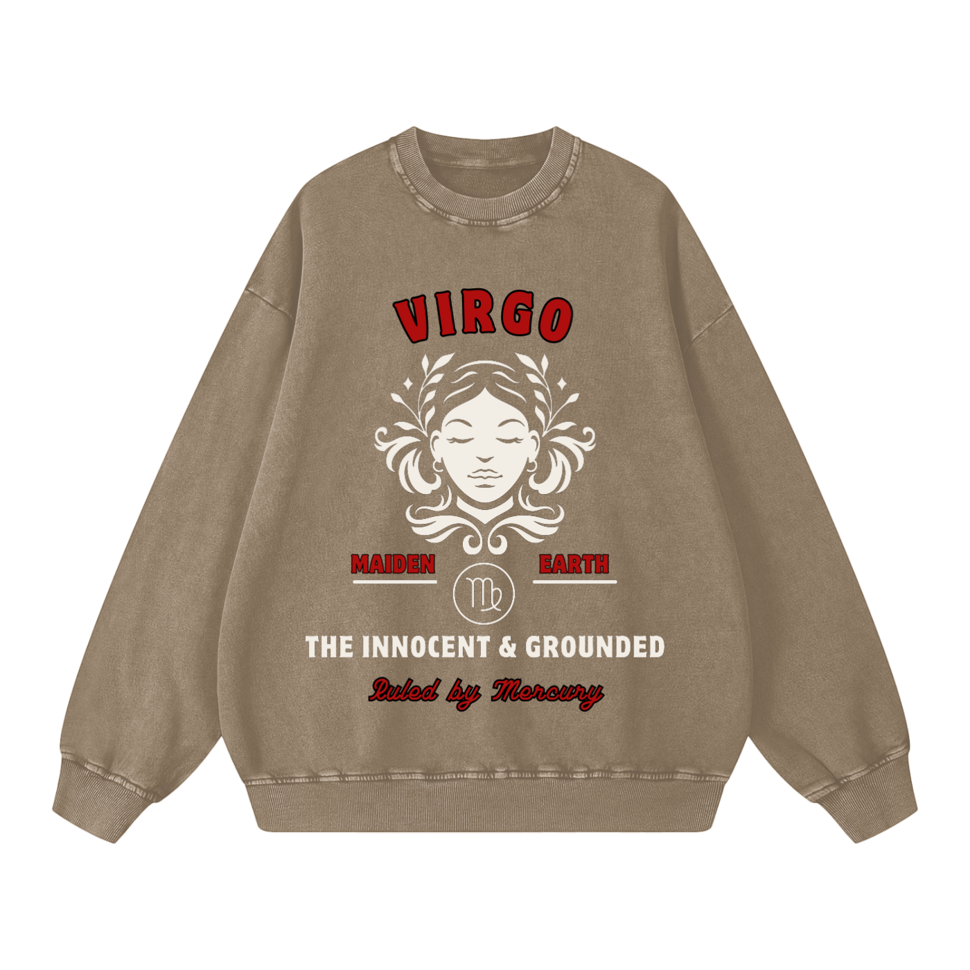‘Virgo’ White Print CCC Zodiac Collection Crewneck