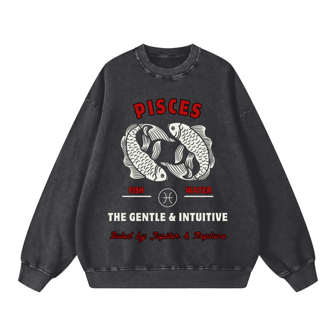 ‘Pisces” White Print CCC Zodiac Collection Crewneck