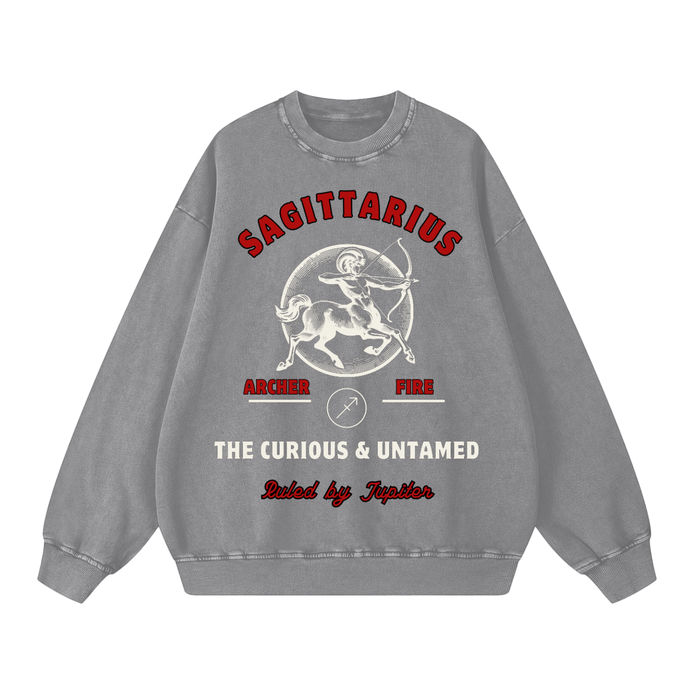 ‘Sagittarius’ White Print CCC Zodiac Collection Crewneck