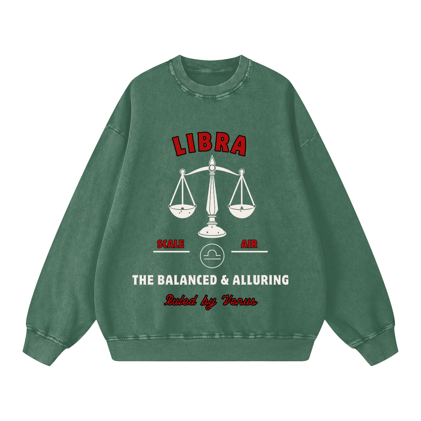 ‘Libra’ White Print CCC Zodiac Collection Crewneck