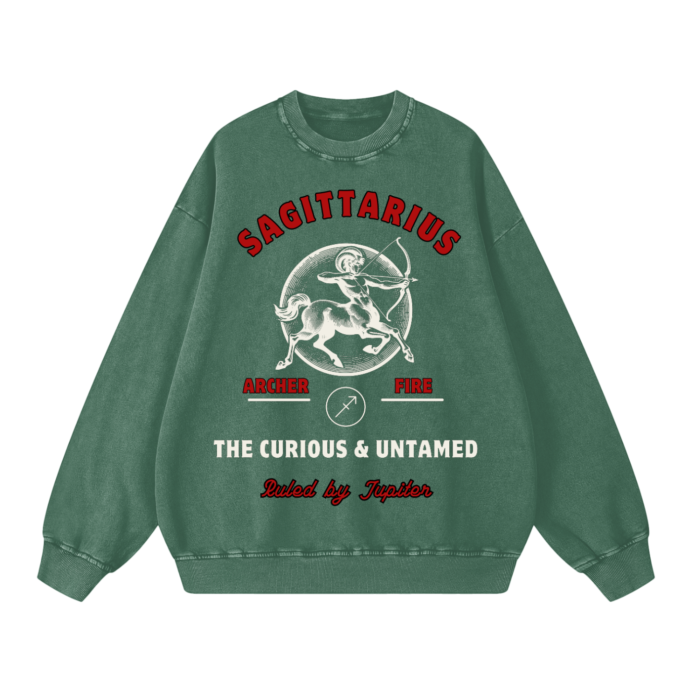 ‘Sagittarius’ White Print CCC Zodiac Collection Crewneck
